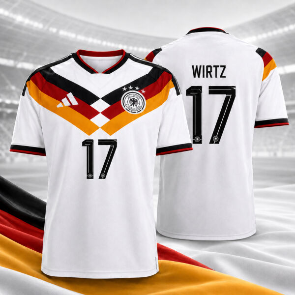 Herren Deutschland Heimtrikot WM 2026 mit Spielername & Nummer Miniaturansicht